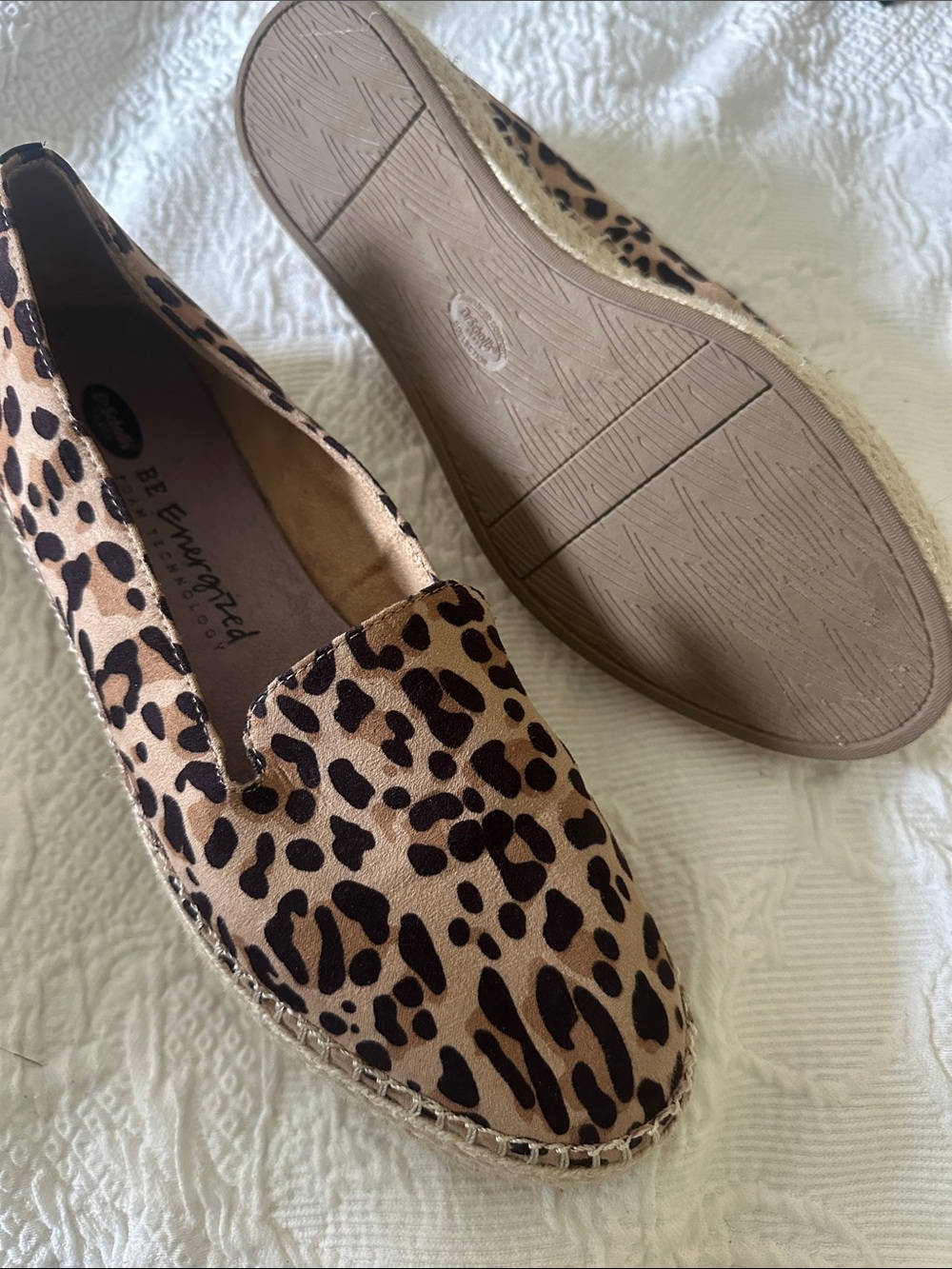Dr. Scholls Leopard Print Slip-On Espadrille Flats - Tan/Black